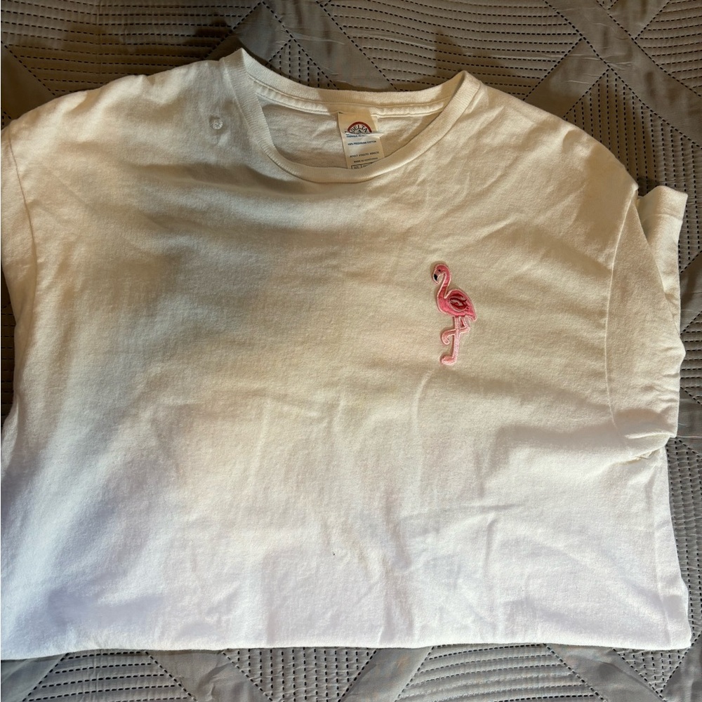 VTG Delta Myrtle Beach White Shirt Adult L Black Pink Graphic Tourist Mens